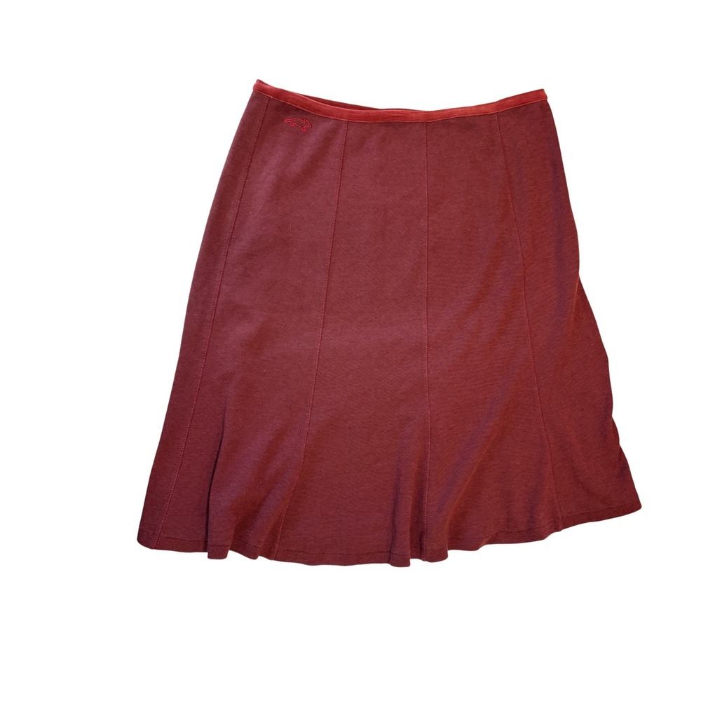 Horny Toad Flexcel Maroon A-Line Skirt Women Large Tencel Blend Velvet Trim